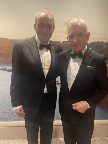 Chief Minister of Jersey Channel Islands and head of government Deputy Lyndon Farnham, at the Irish Jersey Society 50th anniversary Gala Ball in St Helier the capital  of Jersey 